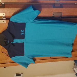 Under Armour Boys Polo Navy Teal Medium